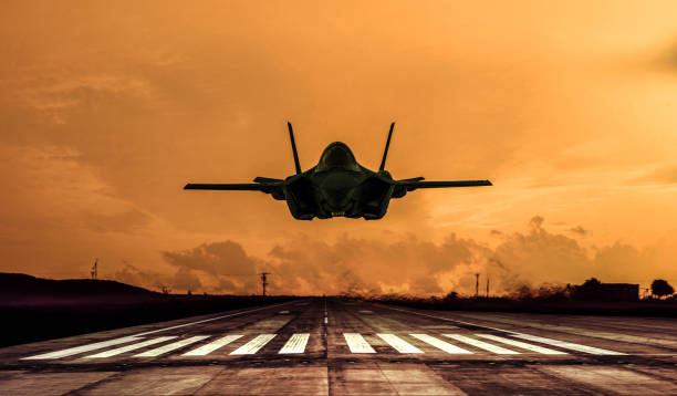 F-35 fighter jets taking off stock photo