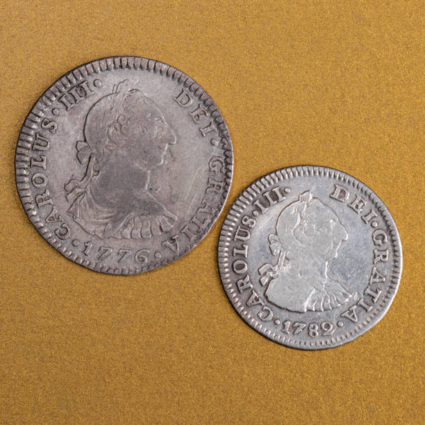 istock Antique 1/2, and 1 Reales Silver Coins From Mexico 1356054783