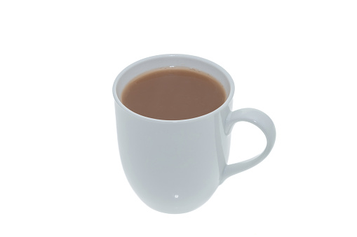 A mug of tea on a white background