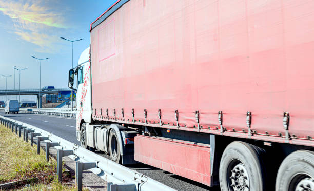 istock Driving truck on the highway 1356064397