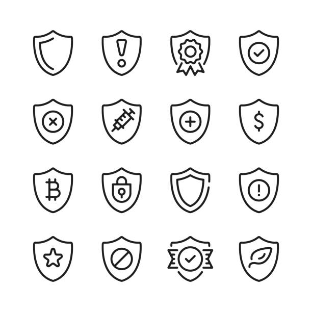 Shields line icons set. Modern graphic design. Thin line concepts. Simple linear outline elements collection. Vector line icons vector art illustration