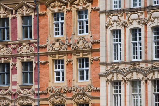 Building facades in Lille, France.
