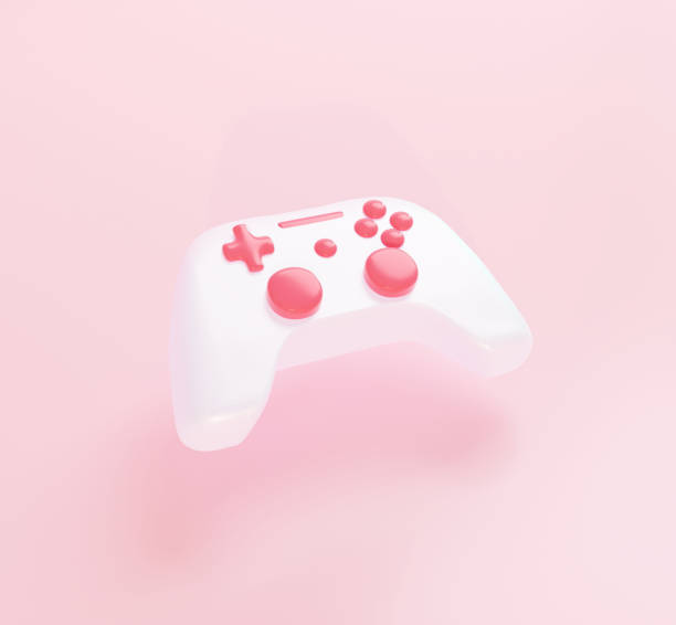 istock White gamepad joystick on pink color. 3d rendering illustration 1356075054