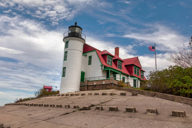 istock Point Betsie Lighthouse, Lake Michigan Ground Looking North View 1356077524