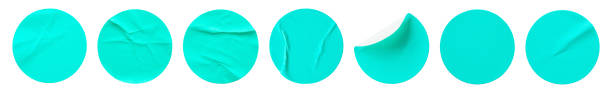 istock Blue round paper sticker label set isolated on white background 1356078295