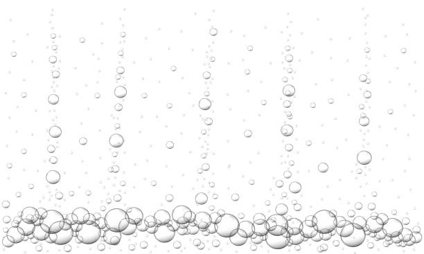 istock Water air bubbles background. Fizzy carbonated drink texture, beer, lemonade, cola, sparkling wine. Sea or aquarium underwater stream. Vector realistic illustration 1356078452