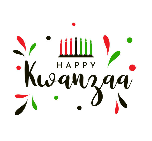 ilustraciones, imágenes clip art, dibujos animados e iconos de stock de feliz póster de kwanzaa, fondo con kinara. vector - kwanzaa