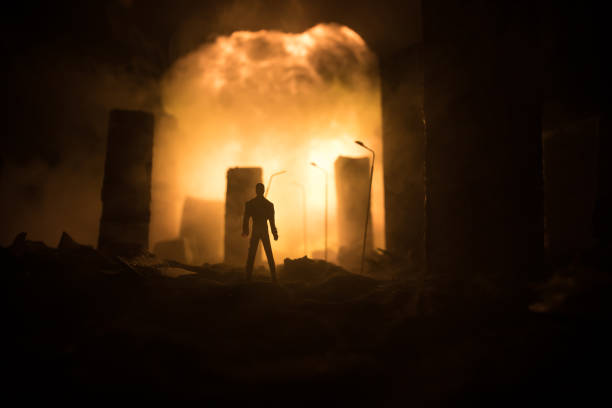 istock Nuclear war concept. Explosion of nuclear bomb. Creative artwork decoration in dark. 1356080494