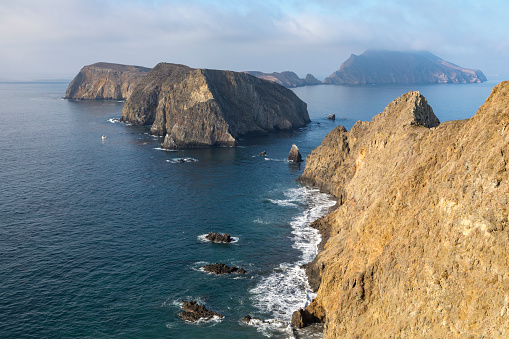 East Anacapa has about 2 miles of trails. Once visitors have scaled the rugged cliffs using the stairway from the landing cove, they will find a figure eight-shaped trail system that meanders over gentle slopes to dramatic overlooks, magnificent coastal views, and the last permanent lighthouse built on the west coast.