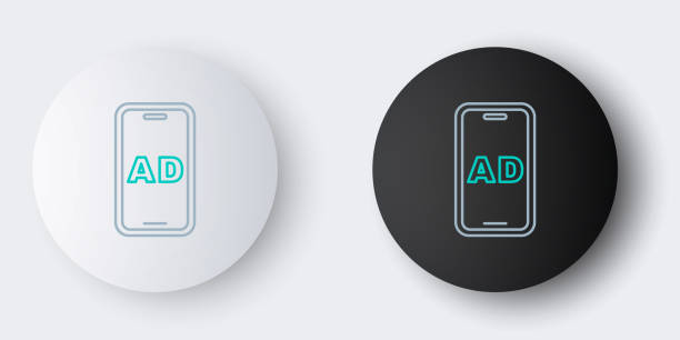istock Line Advertising icon isolated on grey background. Concept of marketing and promotion process. Responsive ads. Social media advertising. Colorful outline concept. Vector 1356087890