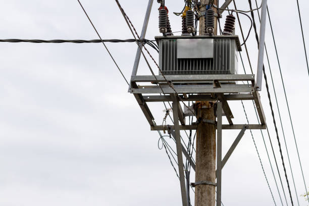 istock A transformer with concrete poles is used to distribute electric current to several paths, looks confusing cables 1356093488