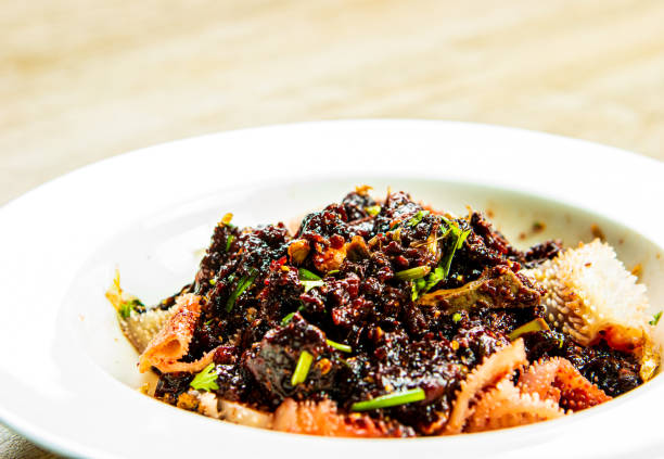 istock Raw spicy minced meat salad  or Larb 1356095033