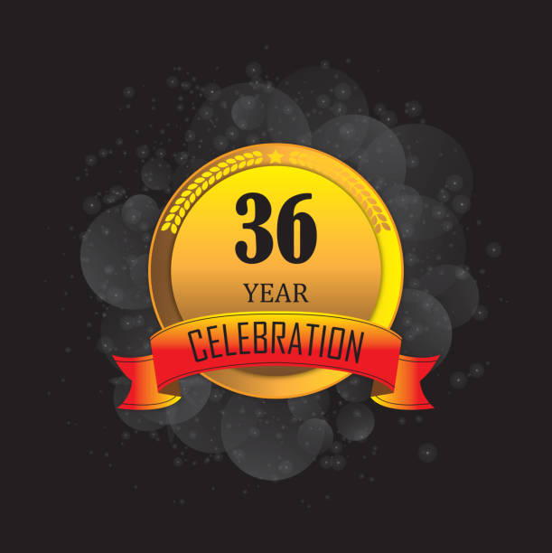 36 year anniversary celebration. Anniversary classic elegance golden color isolated on black background India, Number 36, 2021, Indonesia, Advertisement, Anniversary, Business, Celebration number 36 stock illustrations