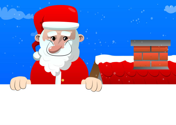 Santa Claus In His Red Clothes With White Beard Holding Blank Empty Sign  Stock Illustration - Download Image Now - iStock