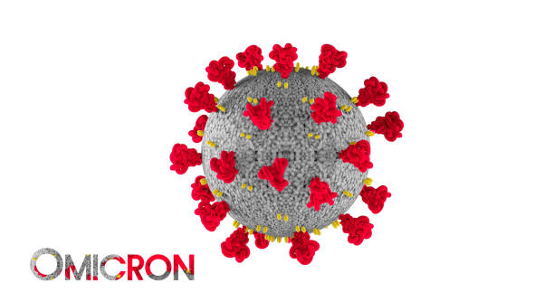 covid 19 новый вариант omicron 2021 микроскопическая структура вируса 3d иллюстрация - omicron стоковые фото и изображения