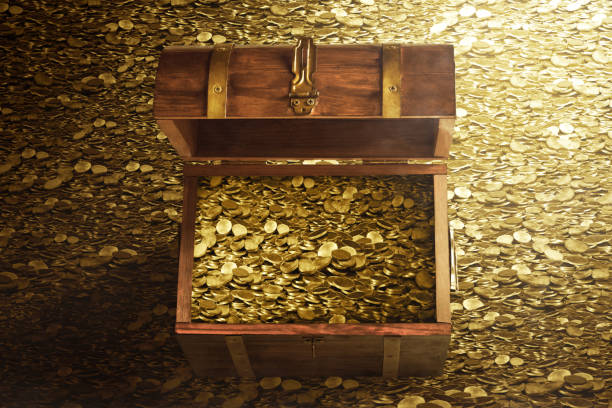 istock Treasure chest with gold coins 1356114829