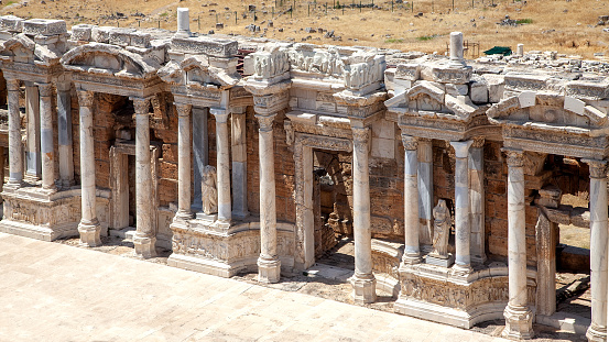 Ancient Amphitheater of Hierapolis - Pamukkale Natural Park, Turkey - Remains of Ancient Structures