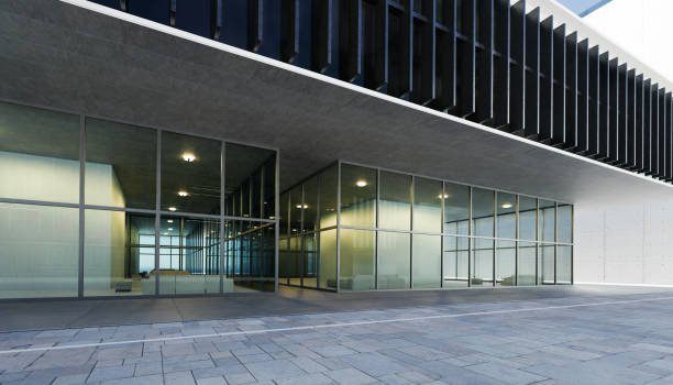 istock Empty floor and modern office buildings exterior 1356117723