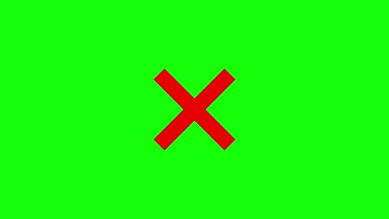 Animation of a red x shape diagonal cross. Location designation. Prohibition of movement. Error.