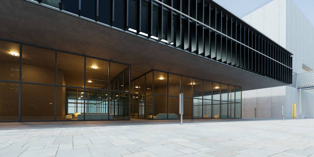istock Empty brick floor and modern office buildings exterior 1356118288