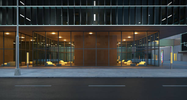 istock Roadside street view with office buildings background 1356118368