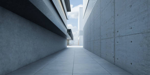 istock Outdoor empty corridor with concrete wall exterior. 1356118406
