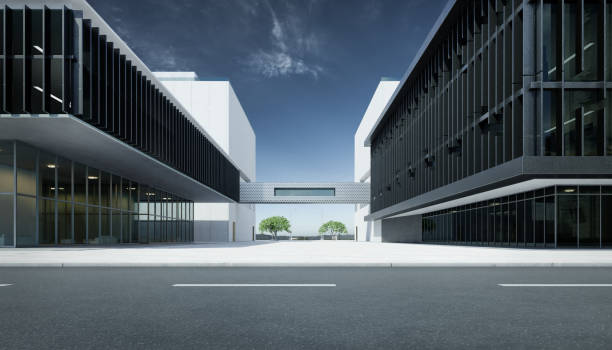 istock Roadside street view with office buildings background 1356118451