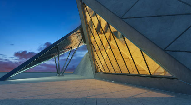 istock Contemporary triangle shape design building exterior 1356118476
