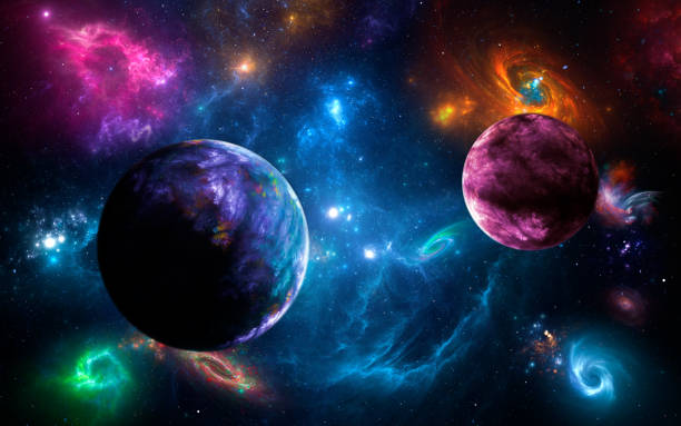 istock Panorama Space scene with planets, stars and galaxies. Banner template. Many Nebulae and galaxies in space, many light years away. Deep Universe. Large-scale structure 3D rendered 1356120270