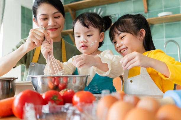 Asian mother and daughters