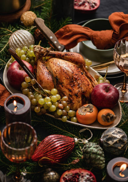 istock Christmas or New Year holiday dinner festive table 1356127359
