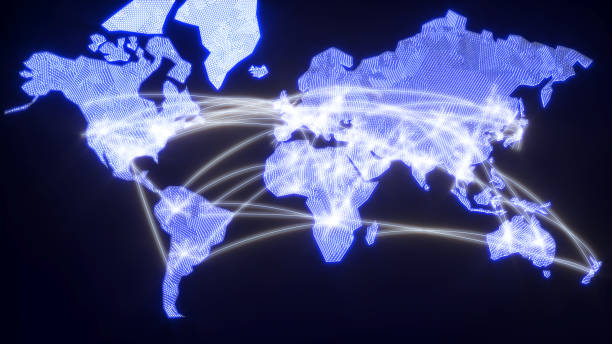 istock Communication through images 3d illustration, network world picture hologram, network image computer science, system connection scientific 1356127975