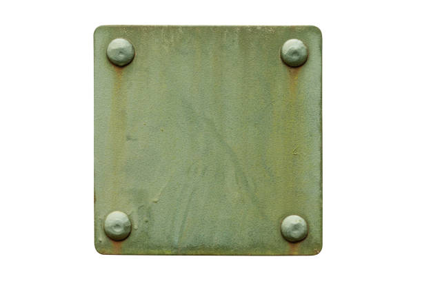 istock Square metal plate with round rivets 1356129630