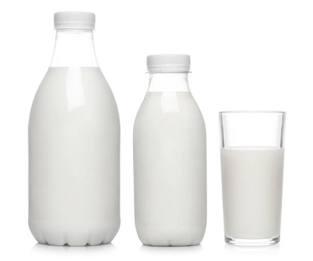 Milk collection on white Milk collection, isolated on white background milk bottle milk bottle empty stock pictures, royalty-free photos & images