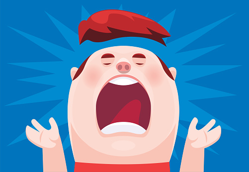 vector illustration of man shocking and screaming with wig off