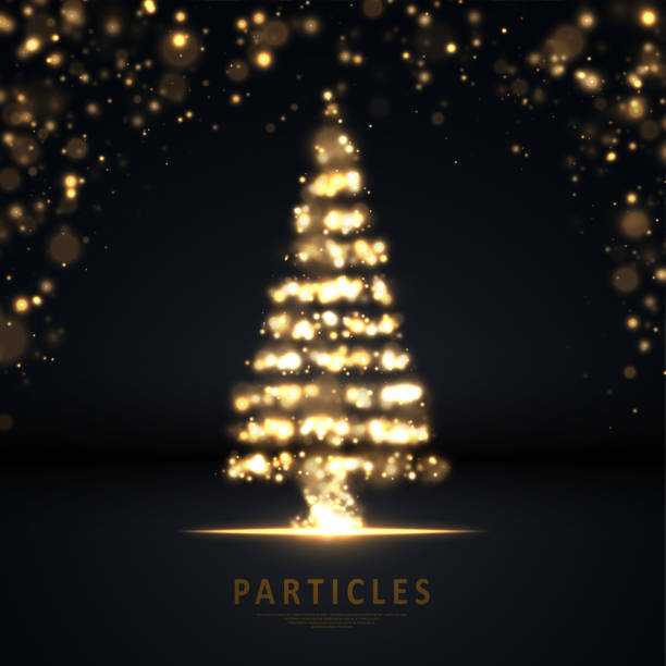 istock Gold glittering dust lights of Christmas tree 1356133891