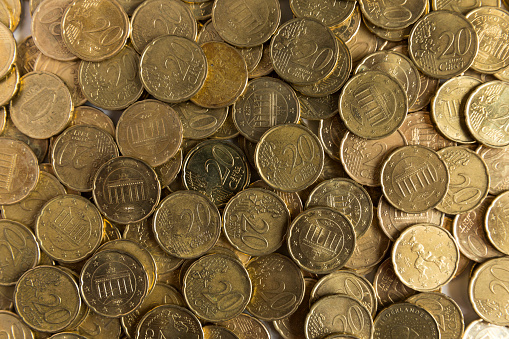 Heap of coins overhead