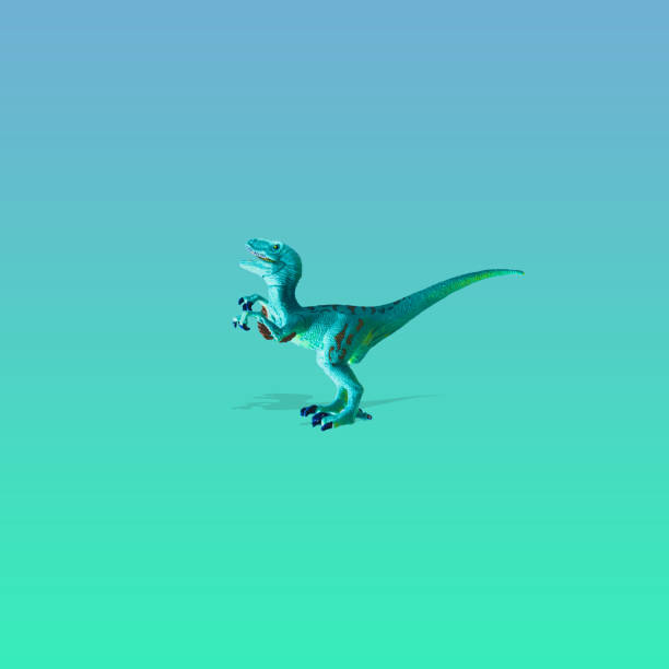 istock Dinosaur on gradient green and blue background. Funny party 1356135015