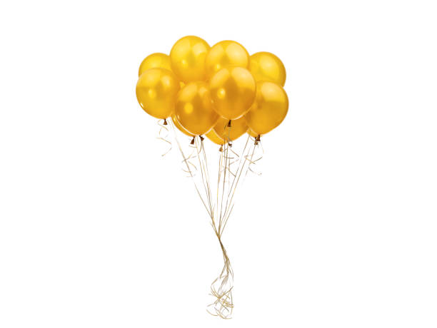 golden balloons isolated on white background