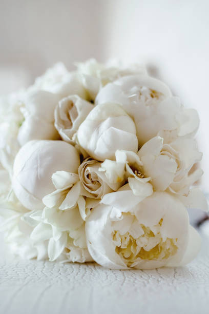 istock a bouquet of white peonies lies on a white surface on a white background 1356136020