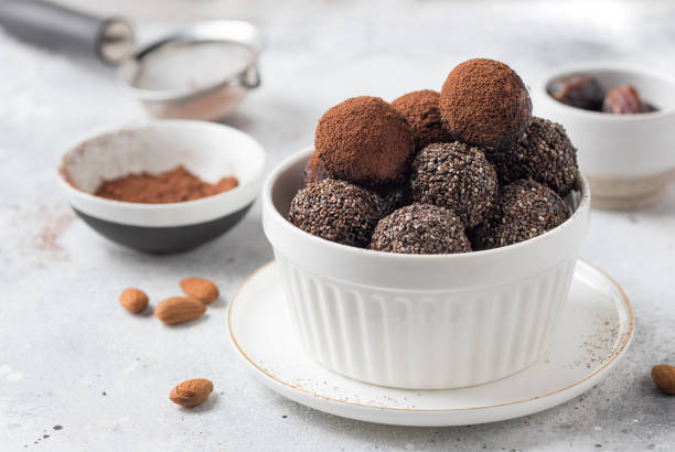 istock Vegan energy bliss balls in white bowl 1356137532