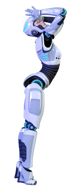 istock 3D illustration female robot on white 1356140262