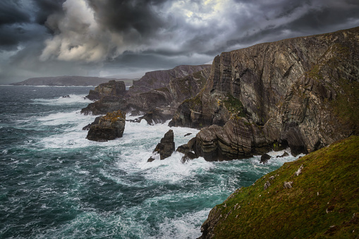 Coastline of Mizen Head in stormy weather, Co. Cork, Ireland