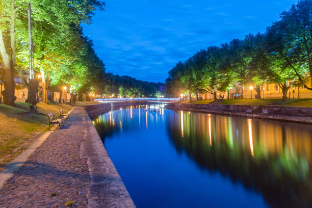 istock Night view on Aura river in Turku, Finland. 1356144123