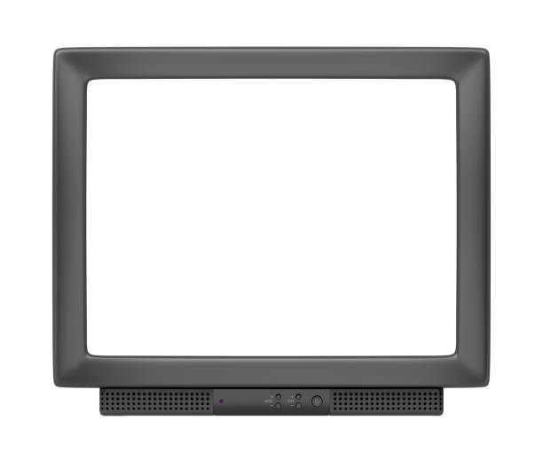 CRT TV with empty screen CRT TV with empty screen isolated on white background, front view crt computer screen stock pictures, royalty-free photos & images