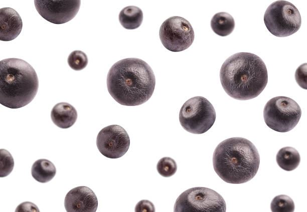 Fresh acai berries falling on white background Fresh acai berries falling on white background acai stock pictures, royalty-free photos & images