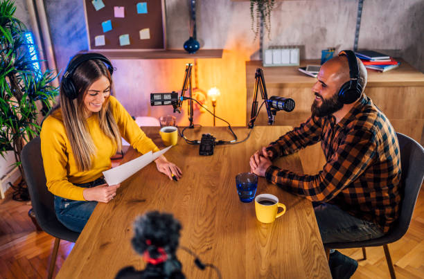 istock Radio host and guest recording interview 1356150912