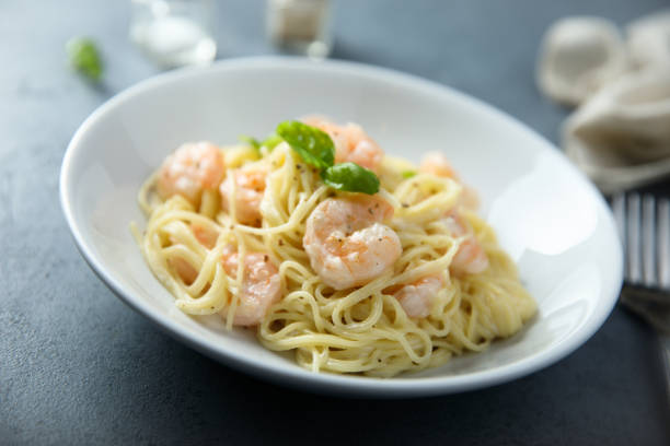 istock Pasta with shrimps 1356151539