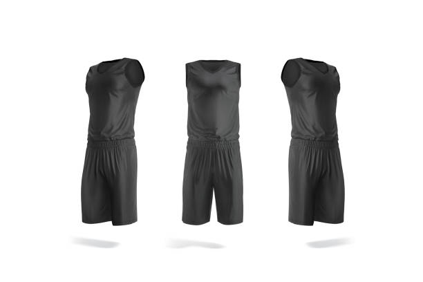 istock Blank black basketball uniform mock up, front and side view 1356154471