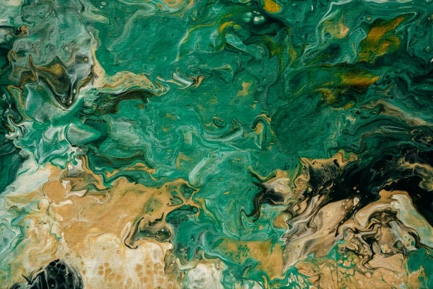 grün beige und schwarze fluid art. abstrakter hintergrund. - textured effect contemporary painted image mottled stock-fotos und bilder